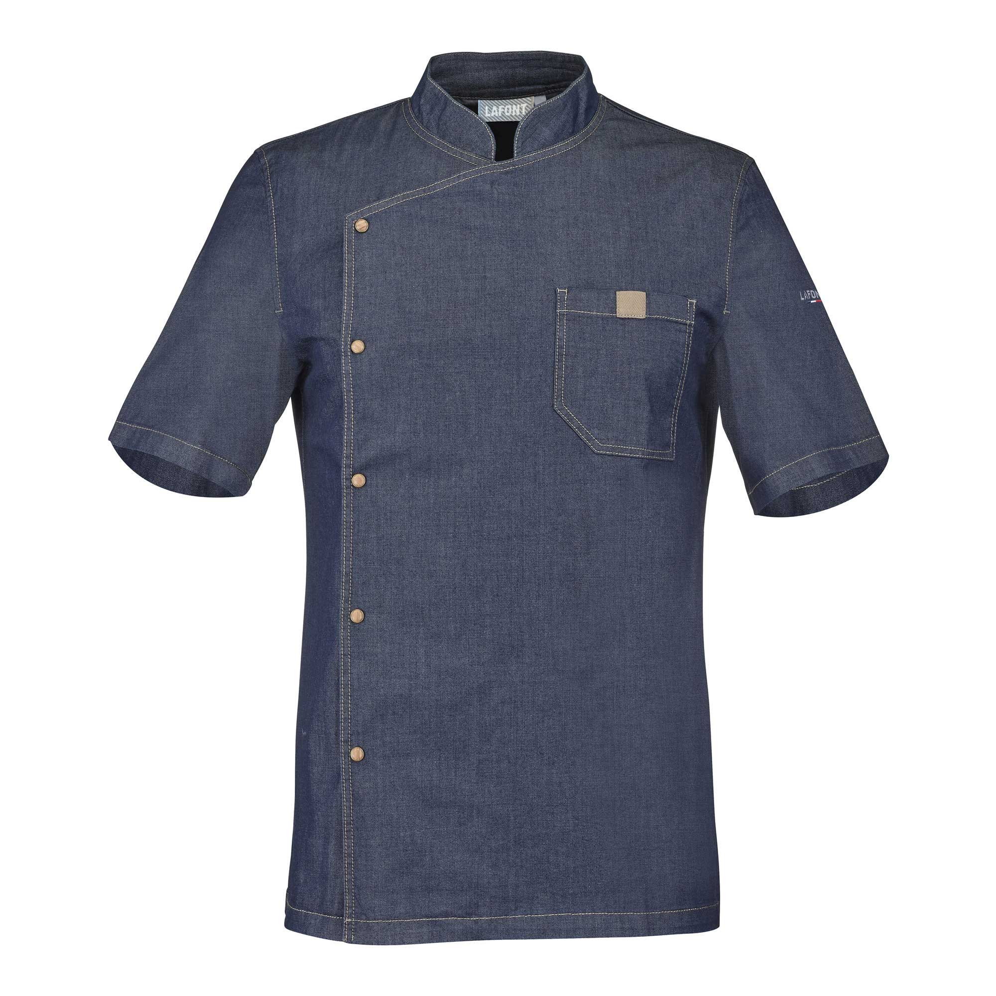 BIEVRE Chef Coat Short Sleeve Denim Blue