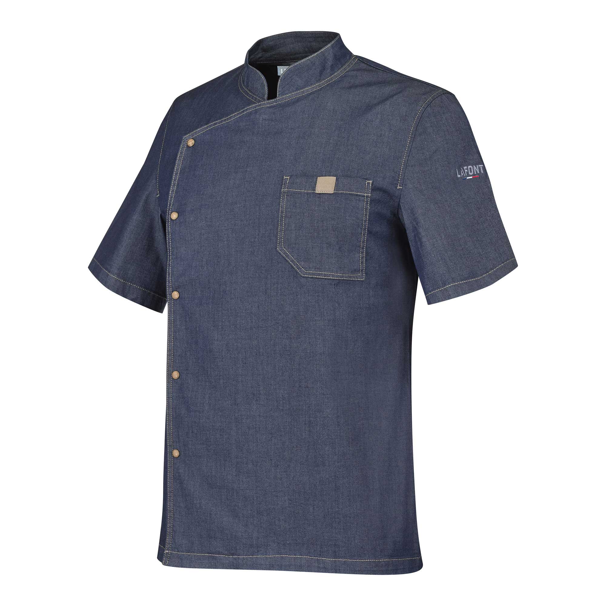 BIEVRE Chef Coat Short Sleeve Denim Blue