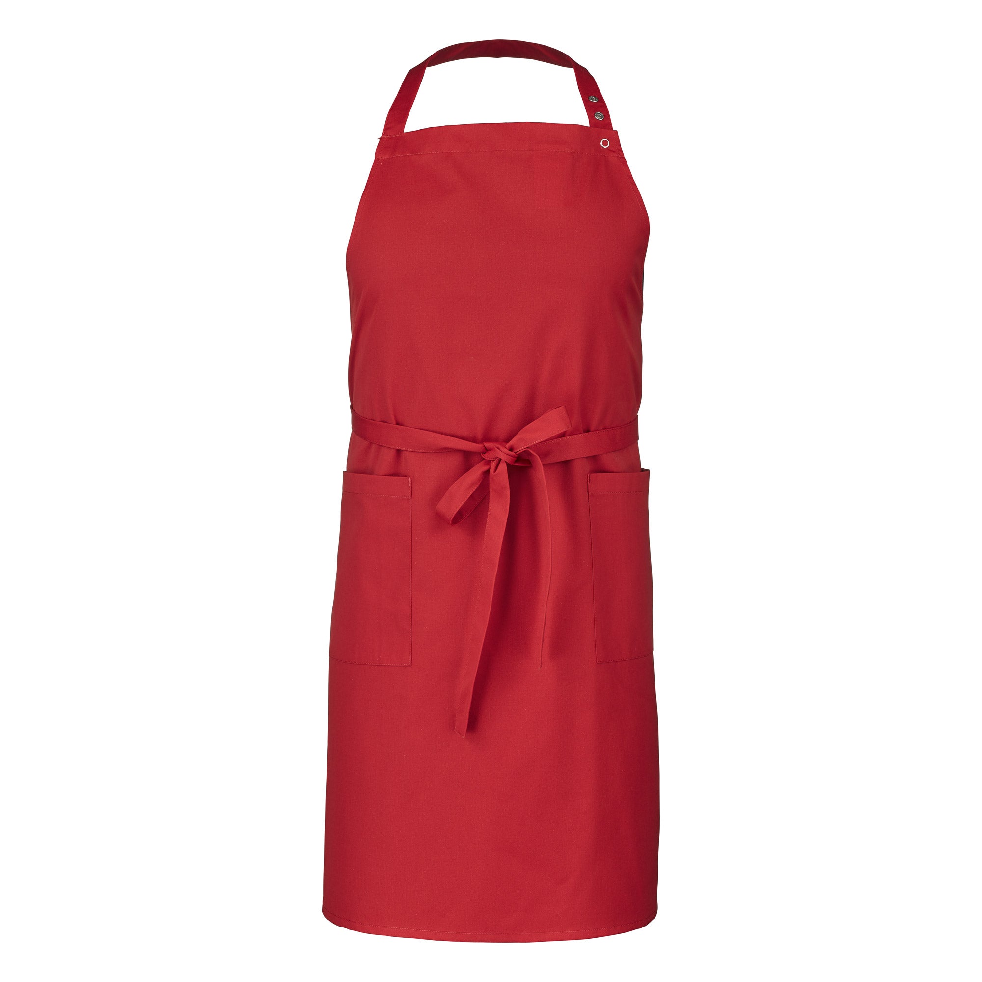 red bib apron