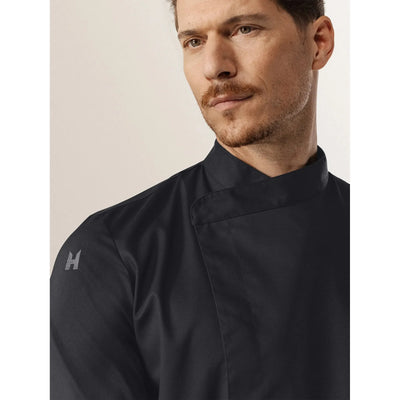Arnoux Black  Chef Coat | Crossover Closure, Modern Fit