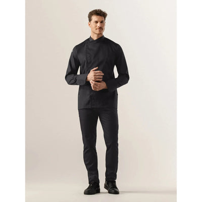Arnoux Black  Chef Coat | Crossover Closure, Modern Fit