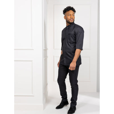 Fabian Black Men’s Chef Jacket | Slim Fit & Breathable Comfort