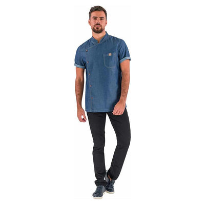 BIEVRE Chef Coat Short Sleeve Denim Blue