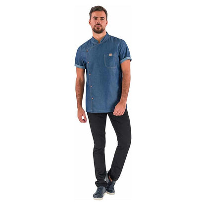 BIEVRE Chef Coat Short Sleeve Denim Blue