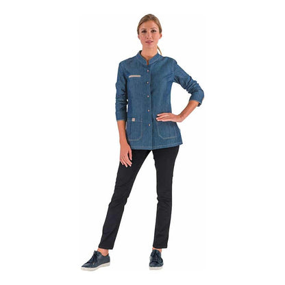 MONGE Chef Coat Long Sleeve Denim Blue