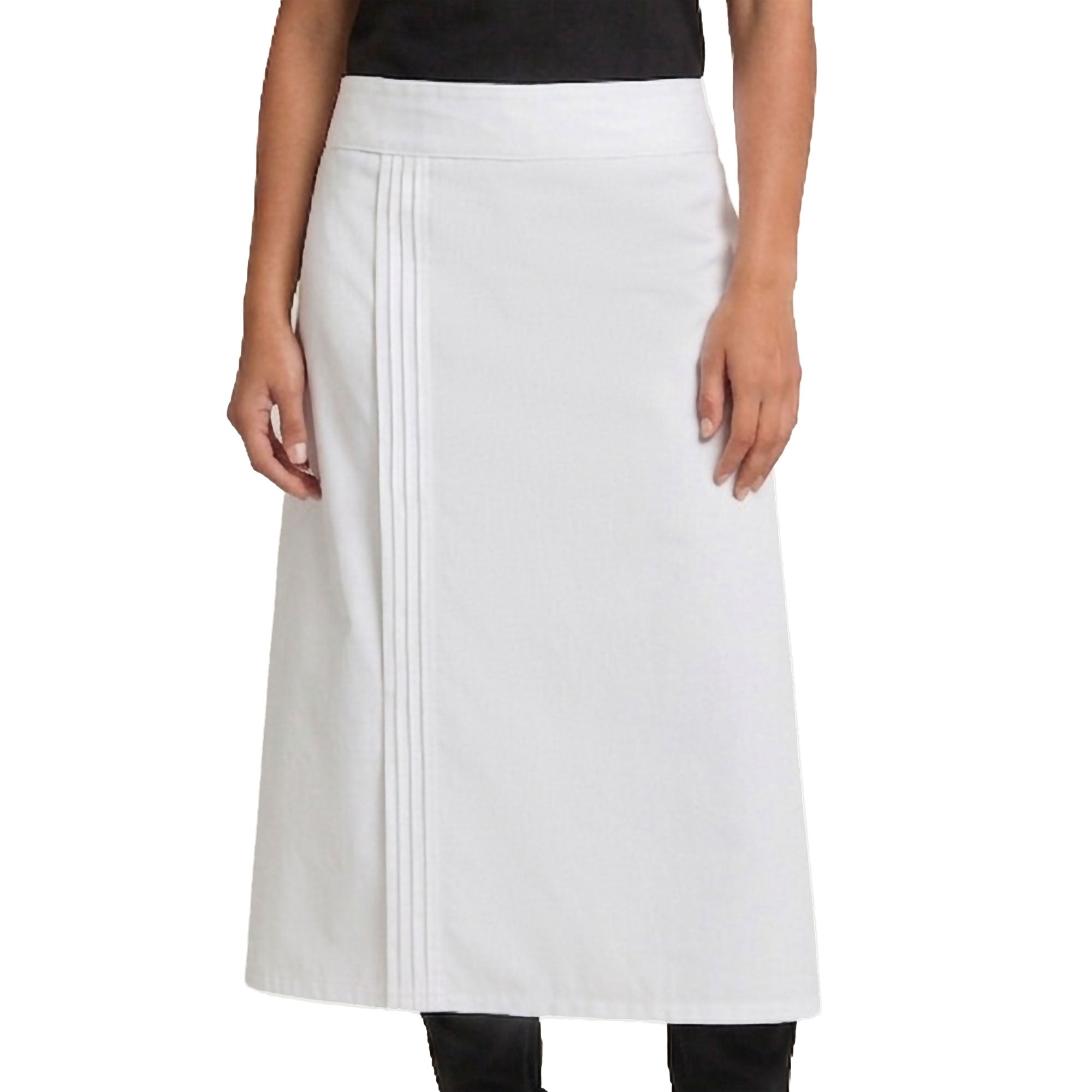 White Waist Apron worn by a Hospitality team member on a white background