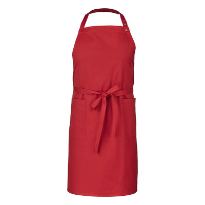 red bib apron
