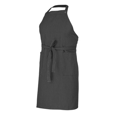 Black pinstripe apron on a white background