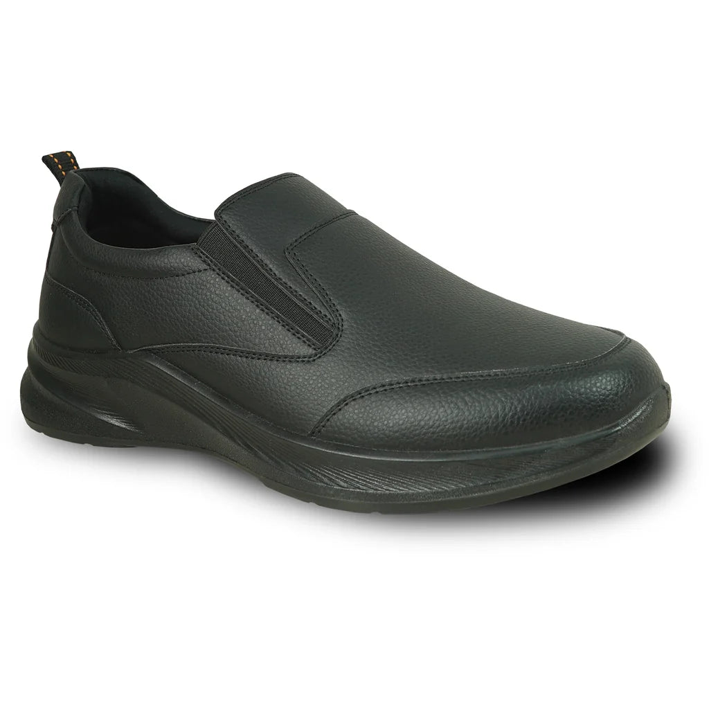 VANGELO Men Slip Resistant Shoe JIMMY-3 Black - Wide Width Available