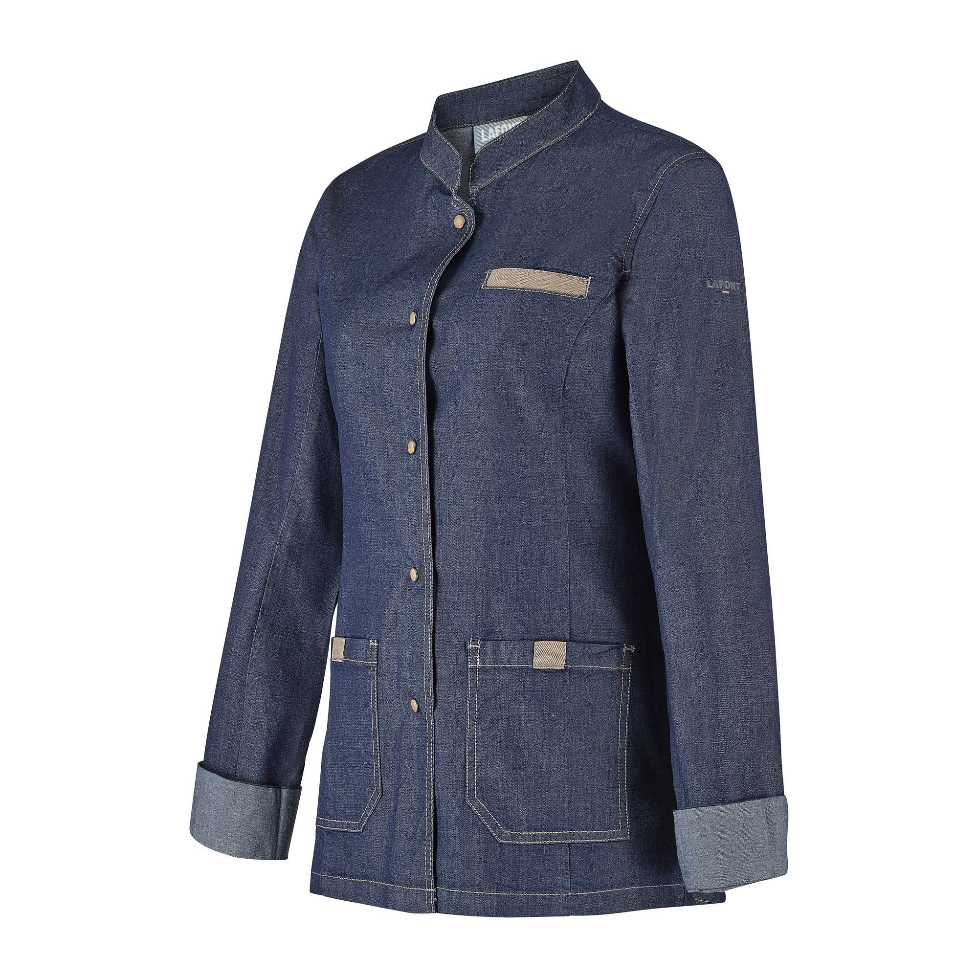 MONGE Chef Coat Long Sleeve Denim Blue