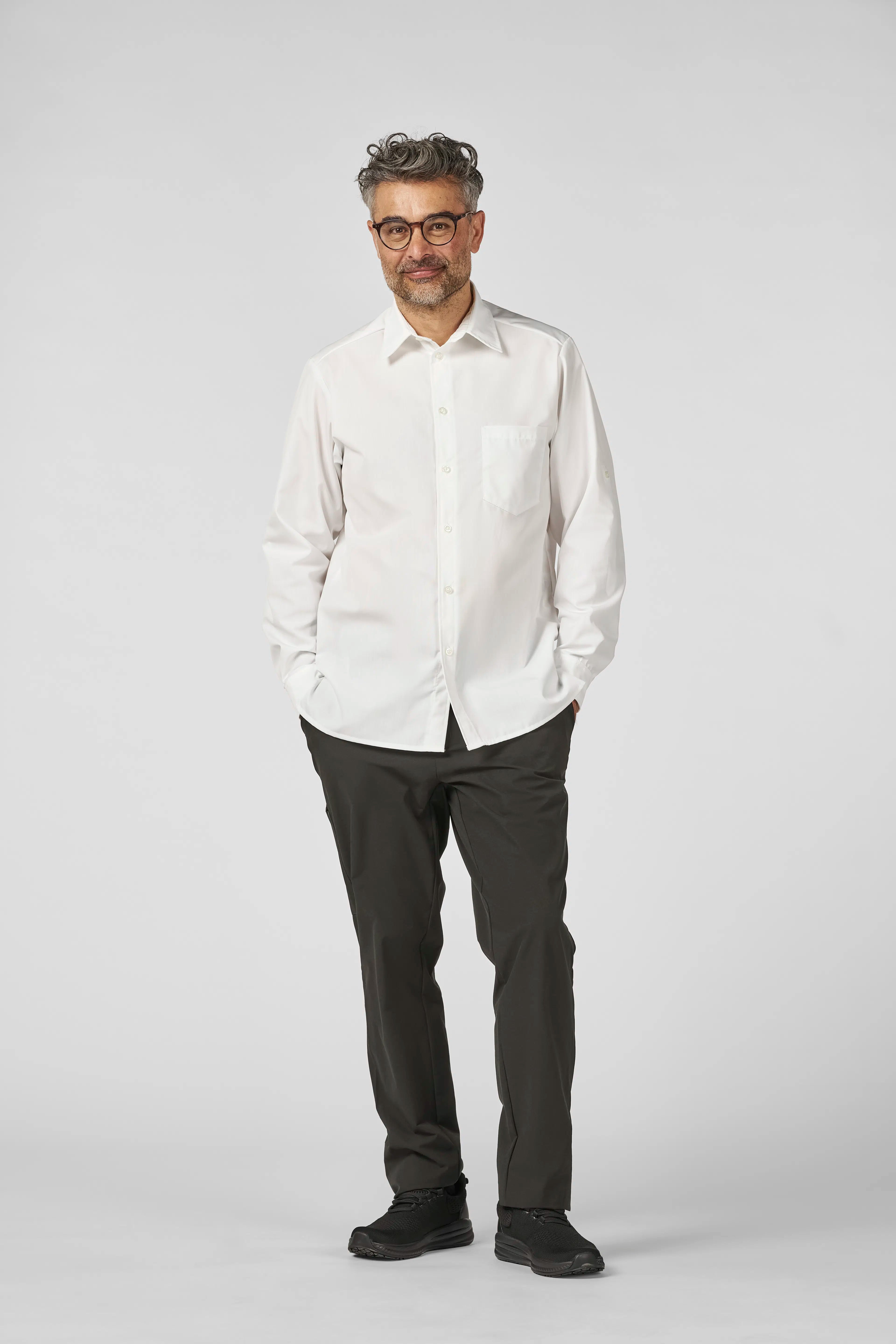 Kentaur 2520 men's long sleeve shirt in white, detail