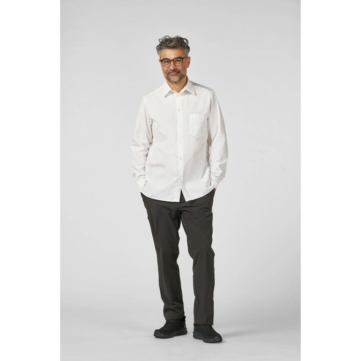 Kentaur 2520 men's long sleeve shirt in white, detail